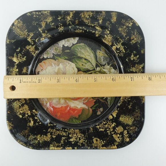 Lesley Roy Reverse Glass Art Hand Painted Lepidoptera Salad Plate Signed Vintage - Picture 11 of 11